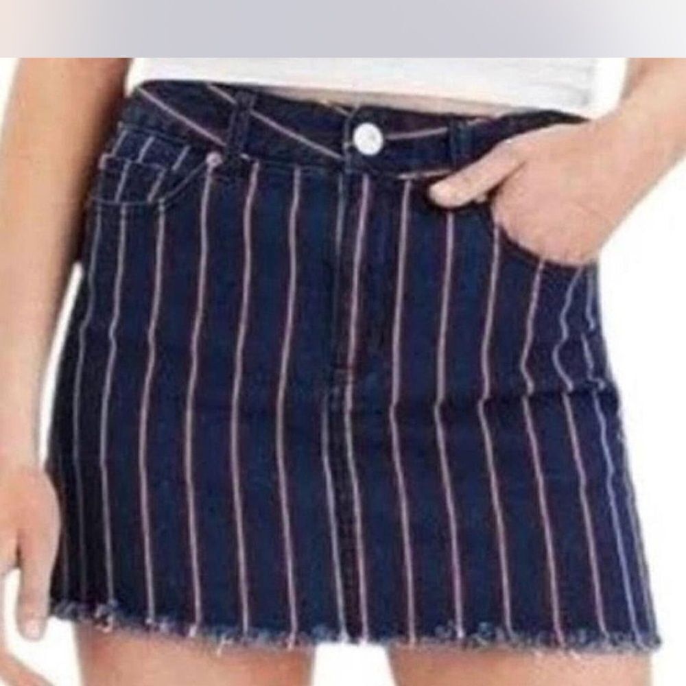 American Eagle High Rise Mini Skirt Navy Red NWOT